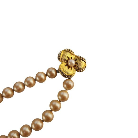 Vintage Simulated Duchess Pearls Pearl Necklace H&S Originals With Ornate Gold T - Picture 11 of 12